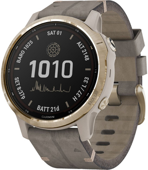 Смарт-часы Garmin Fenix 6S Pro Solar Edition Light gold with shale grey suede band (010-02409-26)