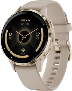 Смарт-годинник Garmin Venu 3S Soft Gold Stainless Steel Bezel with French Gray Case and Silicone Band (010-02785-02)
