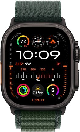 Смарт-годинник Apple Watch Ultra 2 GPS + Cellular 49mm Black Titan Case with Dark Green Alpine Loop - S (MX4Q3UL/A)