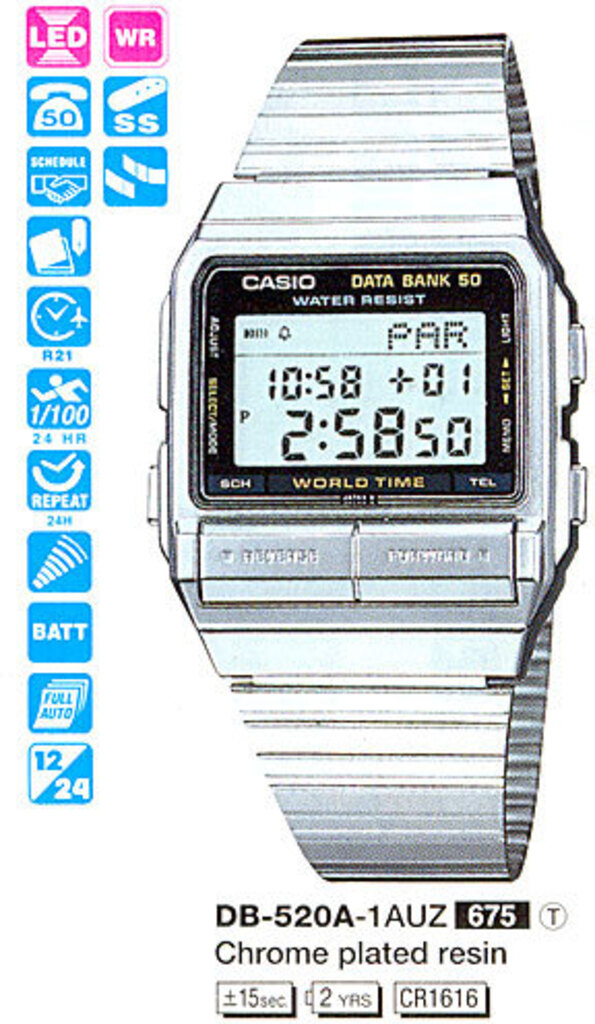 【希少】CASIO DATA BANK DB-520A 未使用 Часы Casio TIMELESS COLLECTION DB-520A-1A купить в интернет